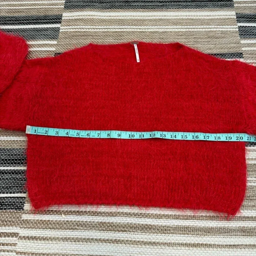 Free People Flurry Jumper Sweater Cropped Slouchy Relaxed‎ Long Sleeve Red Sz XS